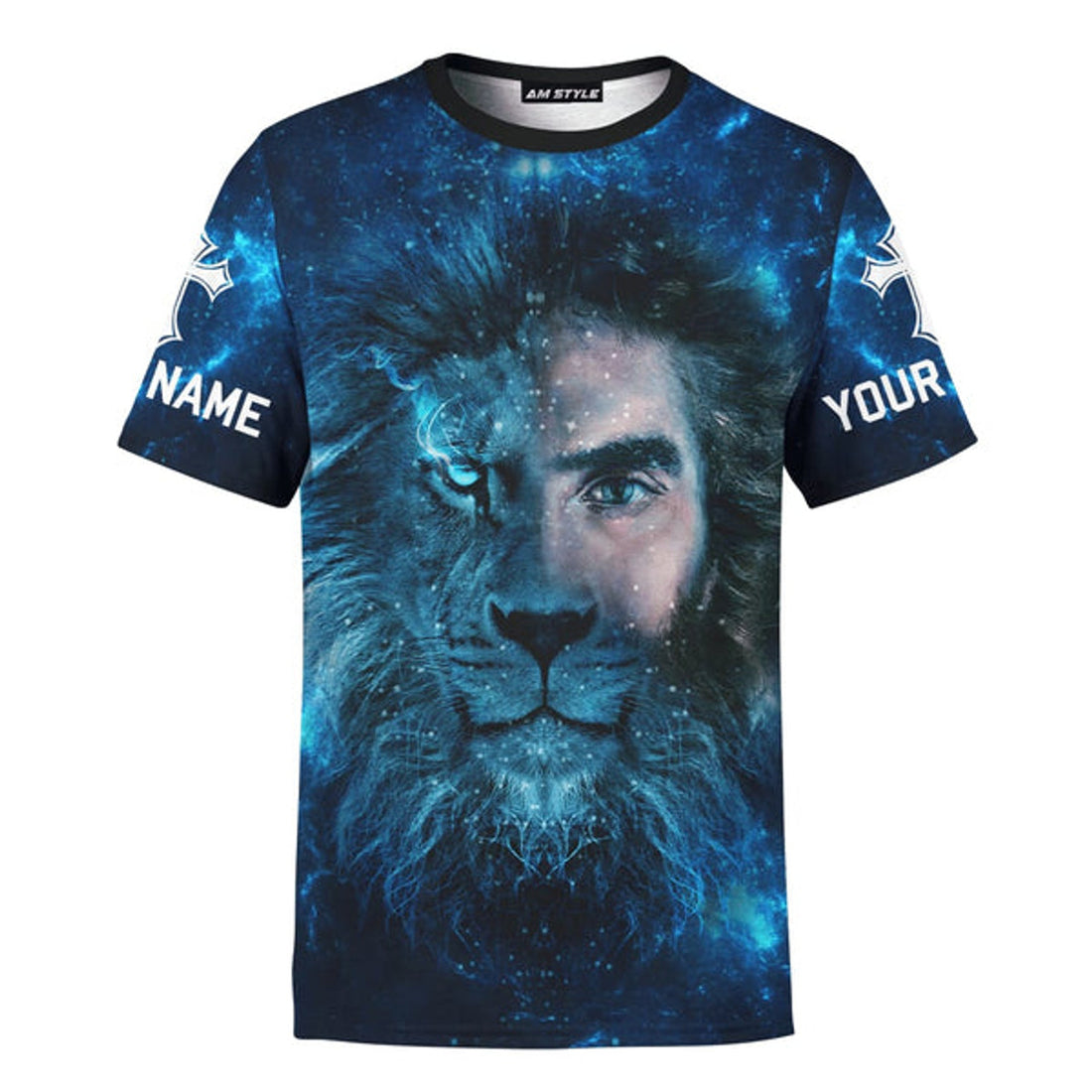 FUNSTUFFPRINT Dad Christian Man Of God My Hero Jesus Family Faith Blue Customized Shirt - Christian 3D T-shirt