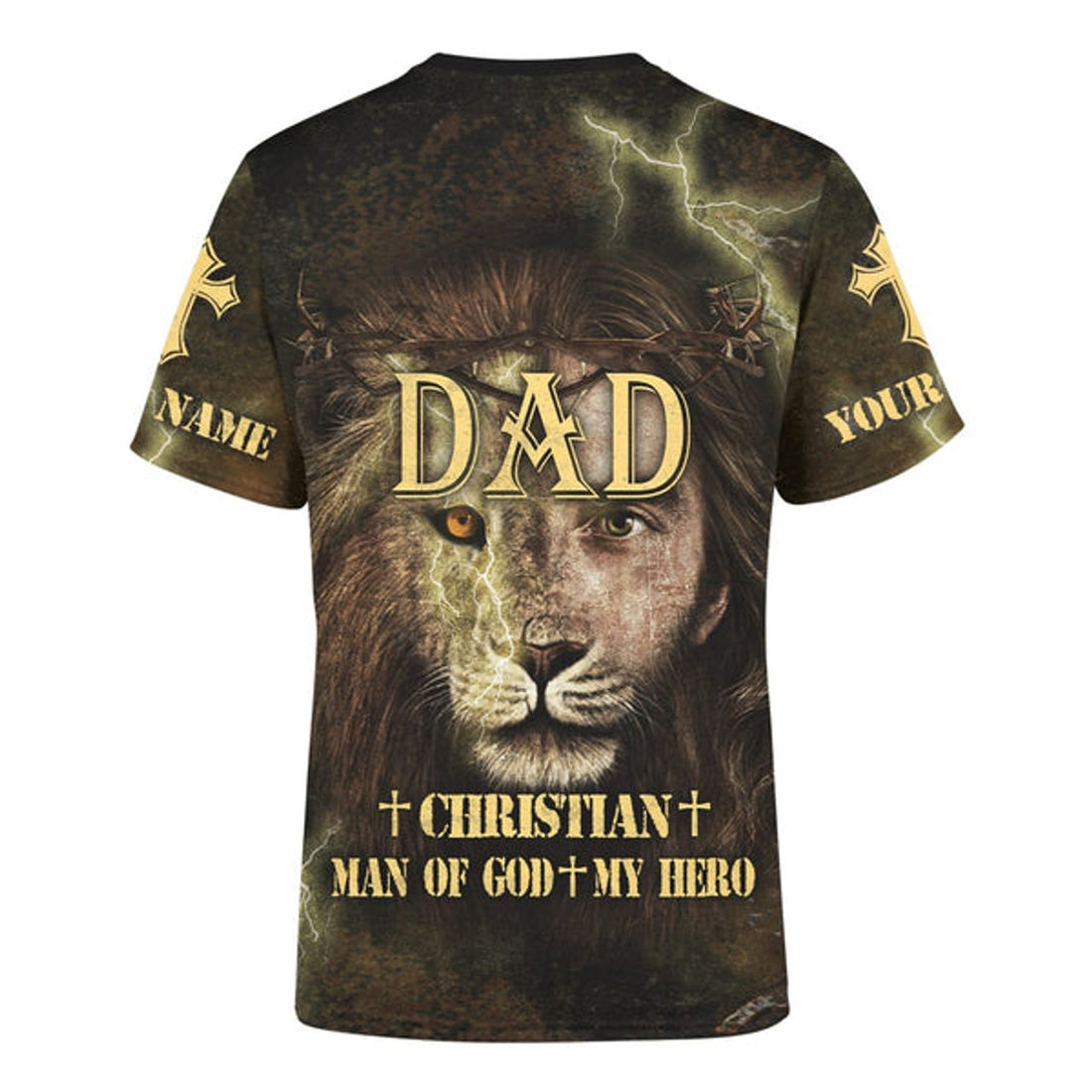 FUNSTUFFPRINT Dad Christian Man Of God My Hero Jesus Family Faith Customized Shirt - Christian 3D T-shirt