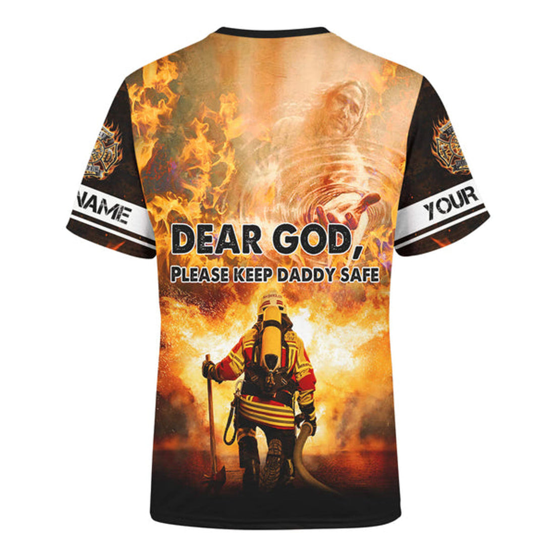 FUNSTUFFPRINT Dad God Please Keep Daddy Safe Jesus Family Faith Customized Shirt - Christian 3D T-shirt