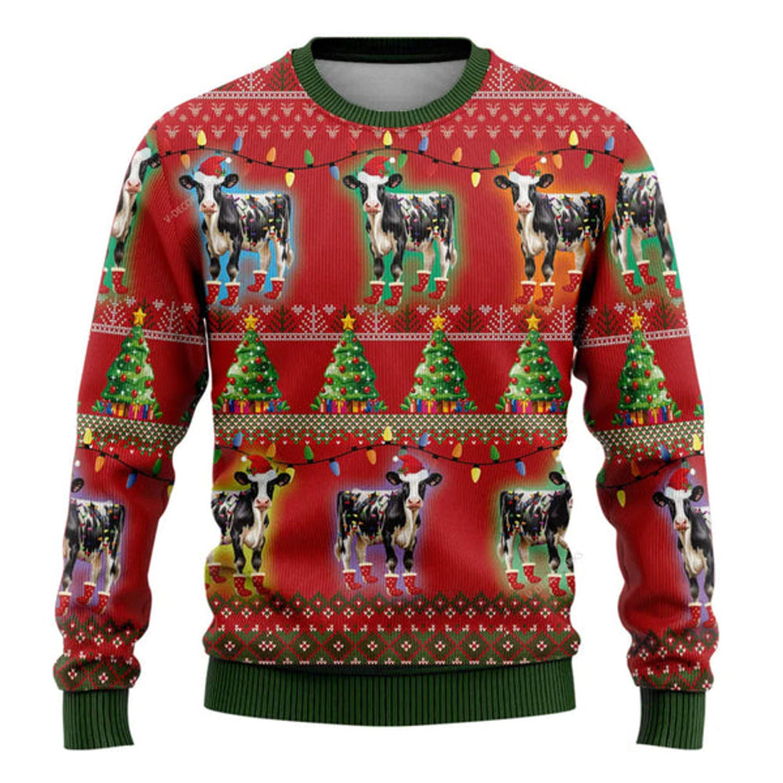 FUNSTUFFPRINT Dairy Cows Ugly Christmas Sweater, Farm Sweater, Christmas Gift, Best Winter Outfit Christmas Ugly Sweater