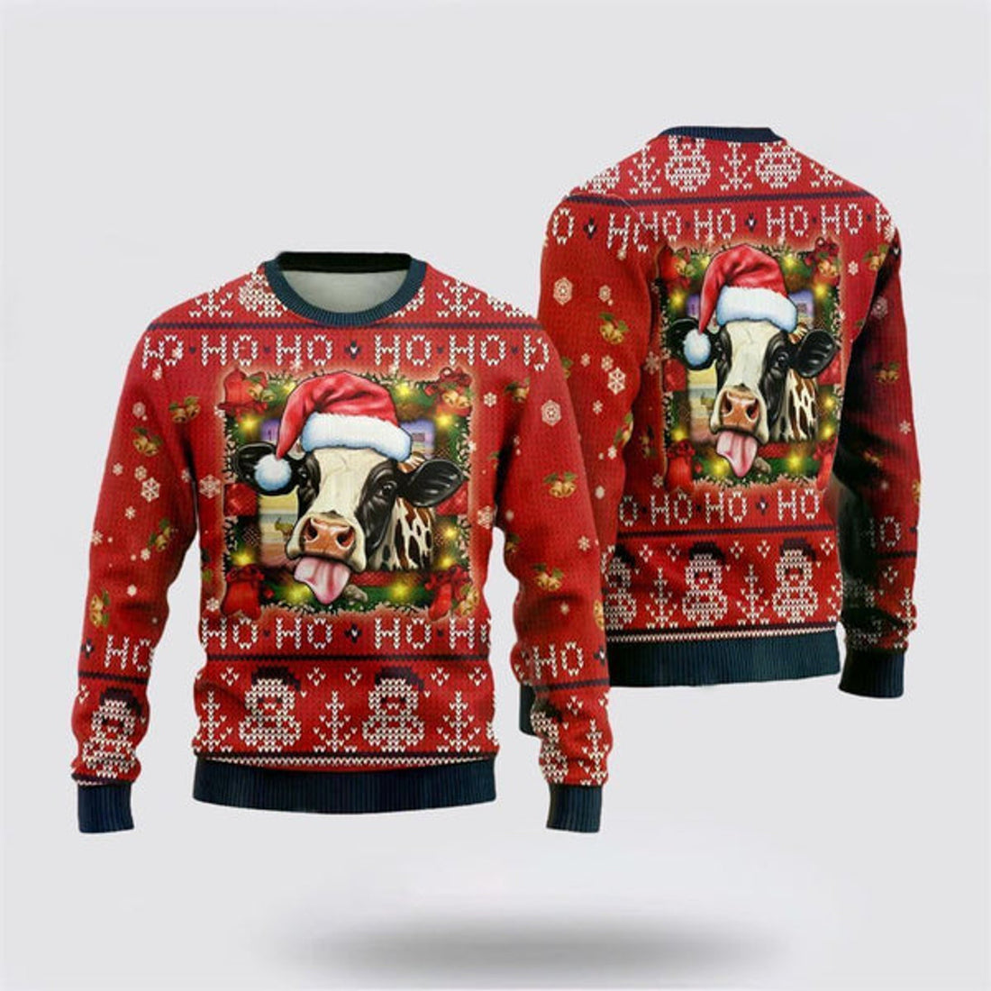 FUNSTUFFPRINT Dairy Cows Ugly Christmas Sweater, Farm Sweater, Christmas Gift, Best Winter Outfit Christmas Ugly Sweater