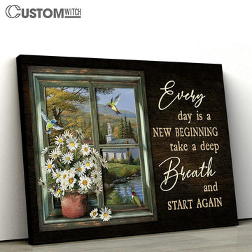Daisy Every day is a new beginning Canvas Wall Art - Bible Verse Canvas - Religious Prints