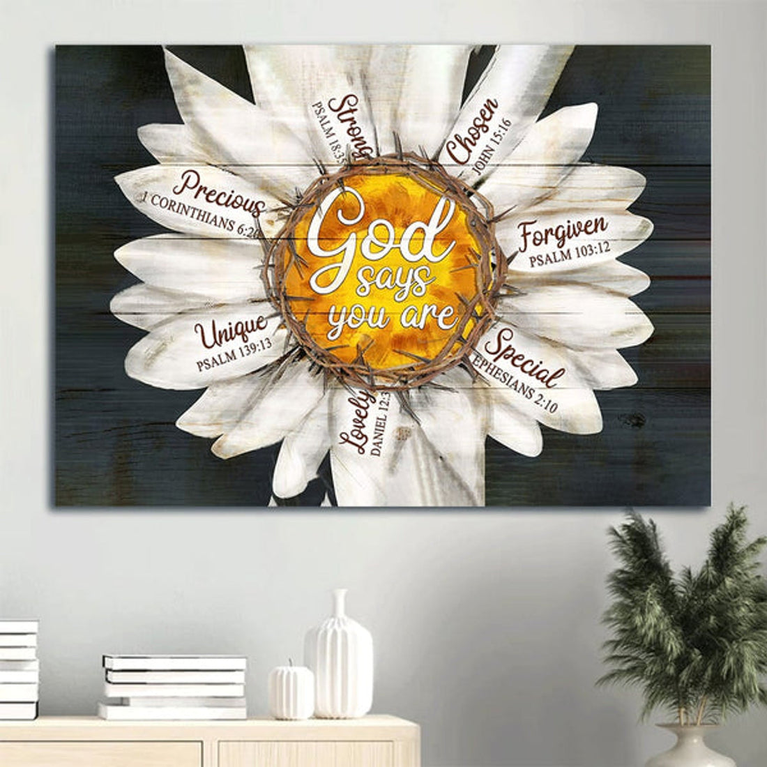 Daisy Flower Canvas God Says You Are Canvas Wall Art - Christian Wall Decor