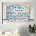 Daisy Flower Window Frame Sea Painting Blue Butterfly Canvas God Says You Are Canvas Wall Art - Christian Wall Decor