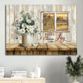 Daisy Vase Window Frame Farmhouse Meadow Land Canvas Today I Choose Joy Canvas Wall Art - Christian Wall Decor