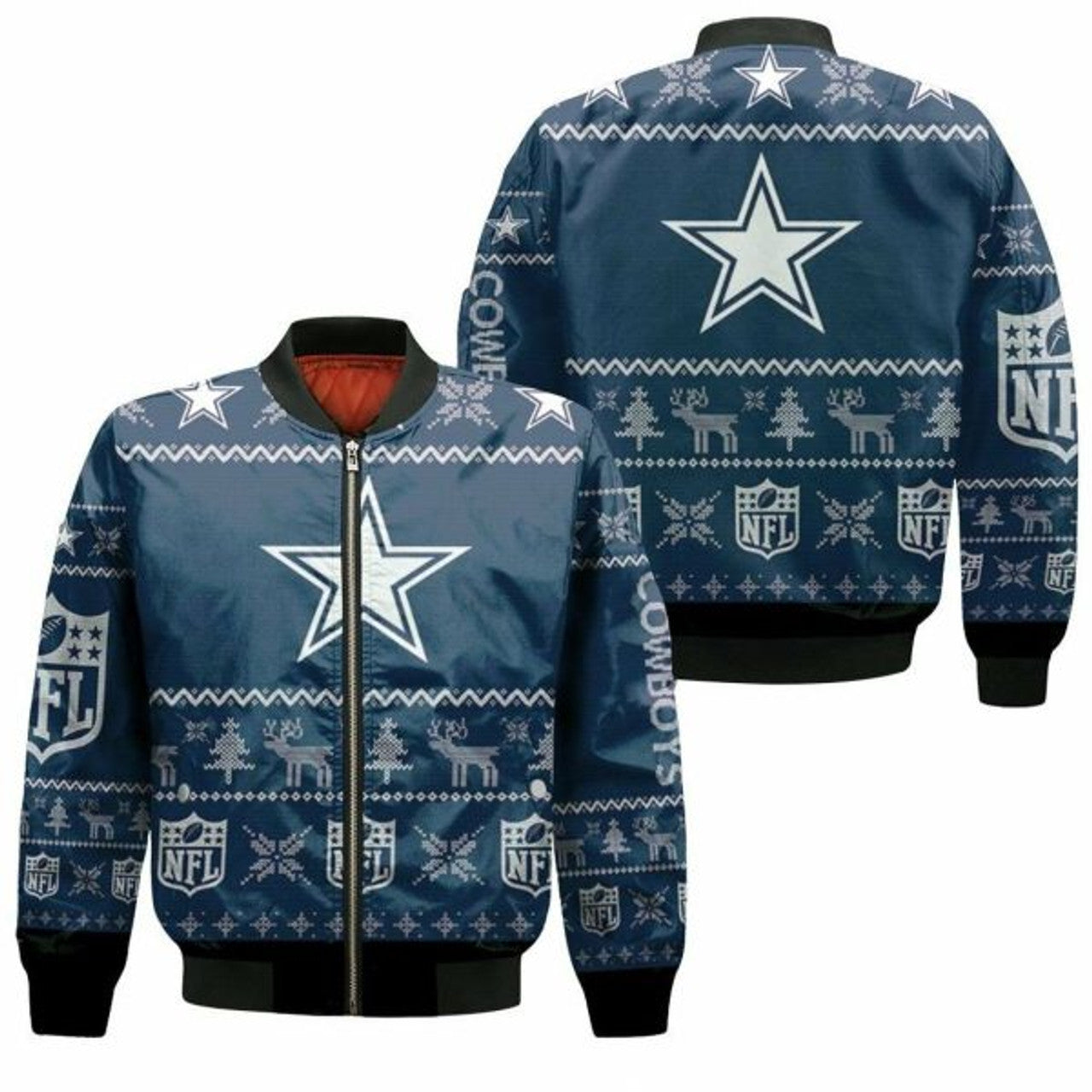 FUNSTUFFPRINT Dallas Cowboysnfl Ugly Sweatshirt Christmas 3D Bomber Jacket