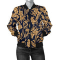 FUNSTUFFPRINT Damask Gold Pattern Print Women Casual 3D Bomber Jacket