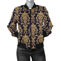 FUNSTUFFPRINT Damask Gold Print Pattern Women Casual 3D Bomber Jacket