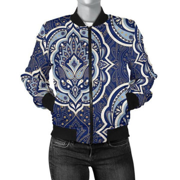 FUNSTUFFPRINT Damask Print Pattern Women Casual 3D Bomber Jacket