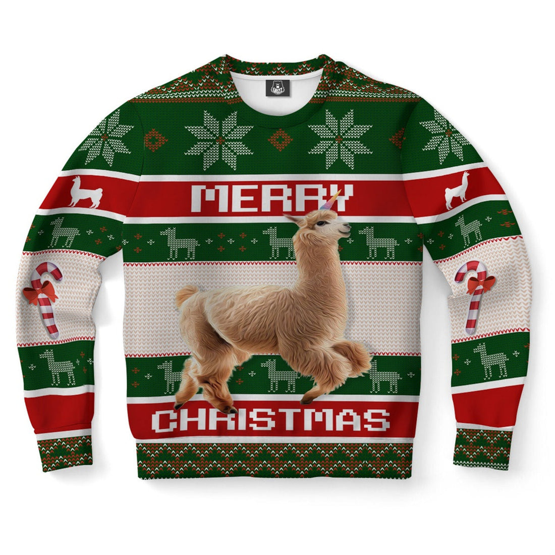 FUNSTUFFPRINT Dancing Llama Ugly Christmas Sweater, Christmas Sweater, Ugly Sweater, Funny Xmas Sweaters Ugly Sweater