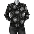 FUNSTUFFPRINT Dandelion Black Pattern Print Women Casual 3D Bomber Jacket