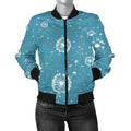 FUNSTUFFPRINT Dandelion Blue Pattern Print Women Casual 3D Bomber Jacket