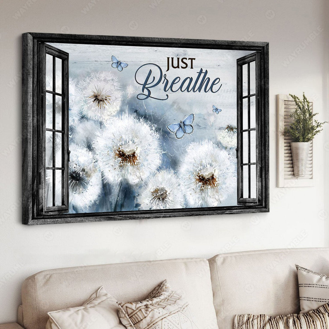 Dandelion Butterfly, Just Breathe, Poster Decor, Window Poster Poster and Canvas