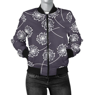 FUNSTUFFPRINT Dandelion Print Pattern Women Casual 3D Bomber Jacket