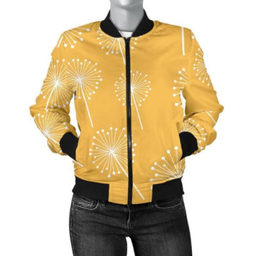 FUNSTUFFPRINT Dandelion Yellow Pattern Print Women Casual 3D Bomber Jacket
