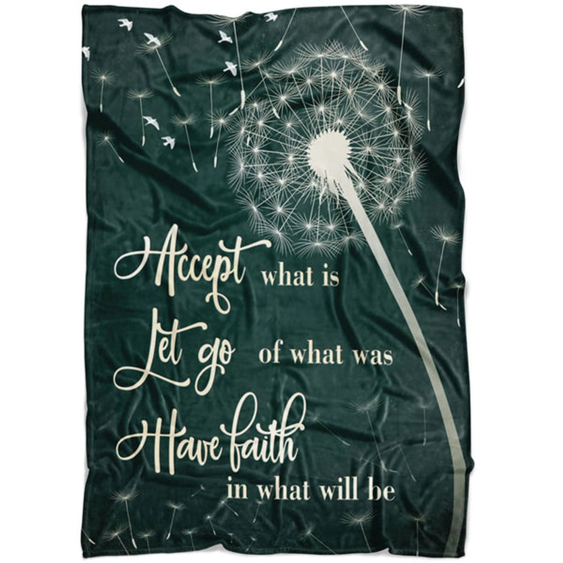 FUNSTUFFPRINT Dandelion Accept What Is Let Go Of What Was Have Faith Fleece Blanket - Christian Blanket - Bible Verse Blanket