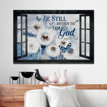 Dandelion Butterfly Be Still And Know Wall Art Canvas Print - Religious Wall Decor