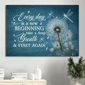 Dandelion Dragonfly Canvas Everyday Is A New Beginning Canvas Wall Art - Christian Wall Decor