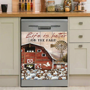 Dandelion Field Life Is Better On The Farm Dishwasher Cover, Christian Dishwasher Magnet Cover, Religious Home Decor