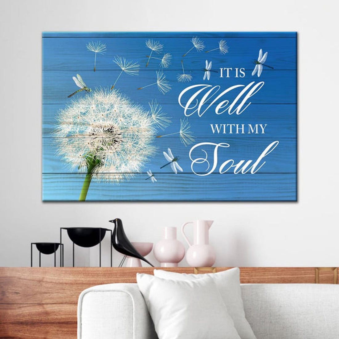 Dandelion It Is Well With My Soul Canvas Wall Art - Christian Canvas - Faith Canvas
