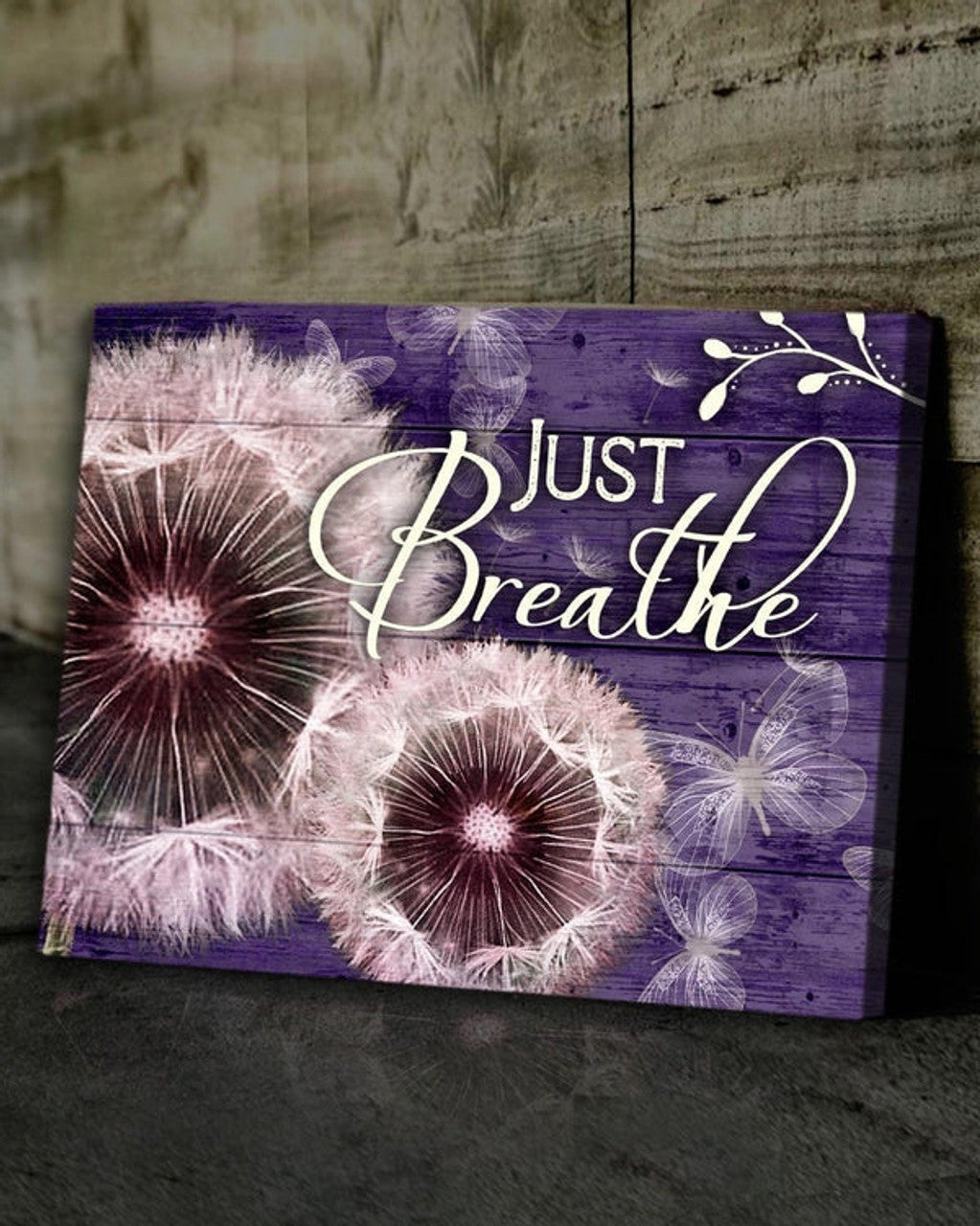 Dandelion Just Breath Purple Background Jesus Canvas Wall Art - Christian Poster - Religious Wall Decor
