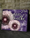 Dandelion Just Breath Purple Background Jesus Canvas Wall Art - Christian Poster - Religious Wall Decor