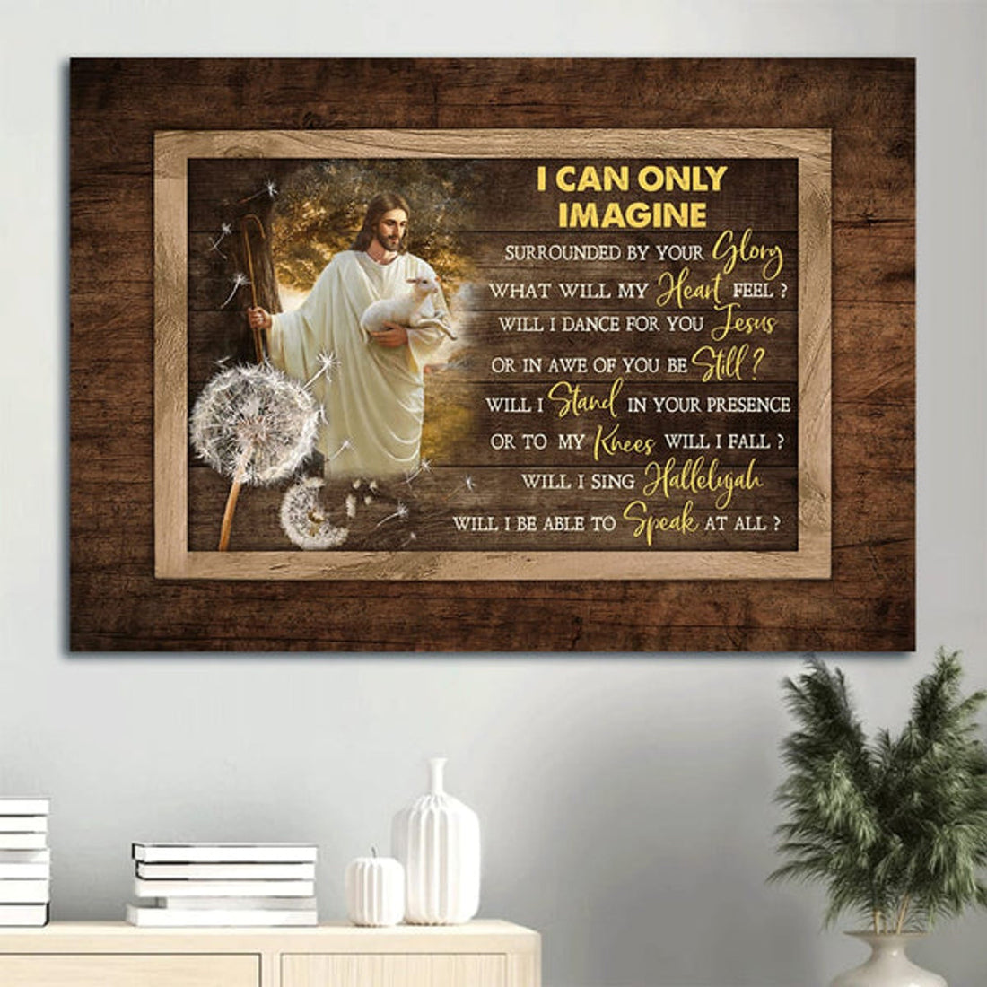 Dandelion Painting Walking With Jesus Lamb Of Jesus Sunny Day Canvas I Can Only Imagine Canvas Wall Art - Christian Wall Decor
