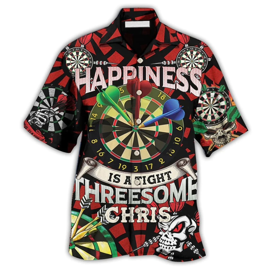 Darts Happiness Black And Red Multi Style Hawaiian Shirt, Dart All Pattern Hawaiian Shirt