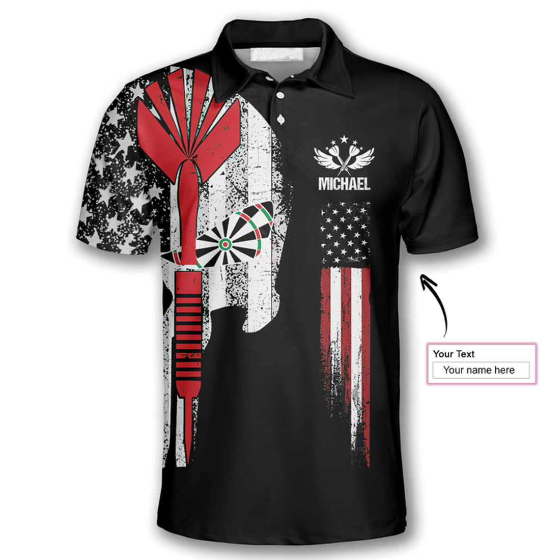 Custom 3D All Over Print Darts American Flag Skull Custom Darts Shirts For Men
