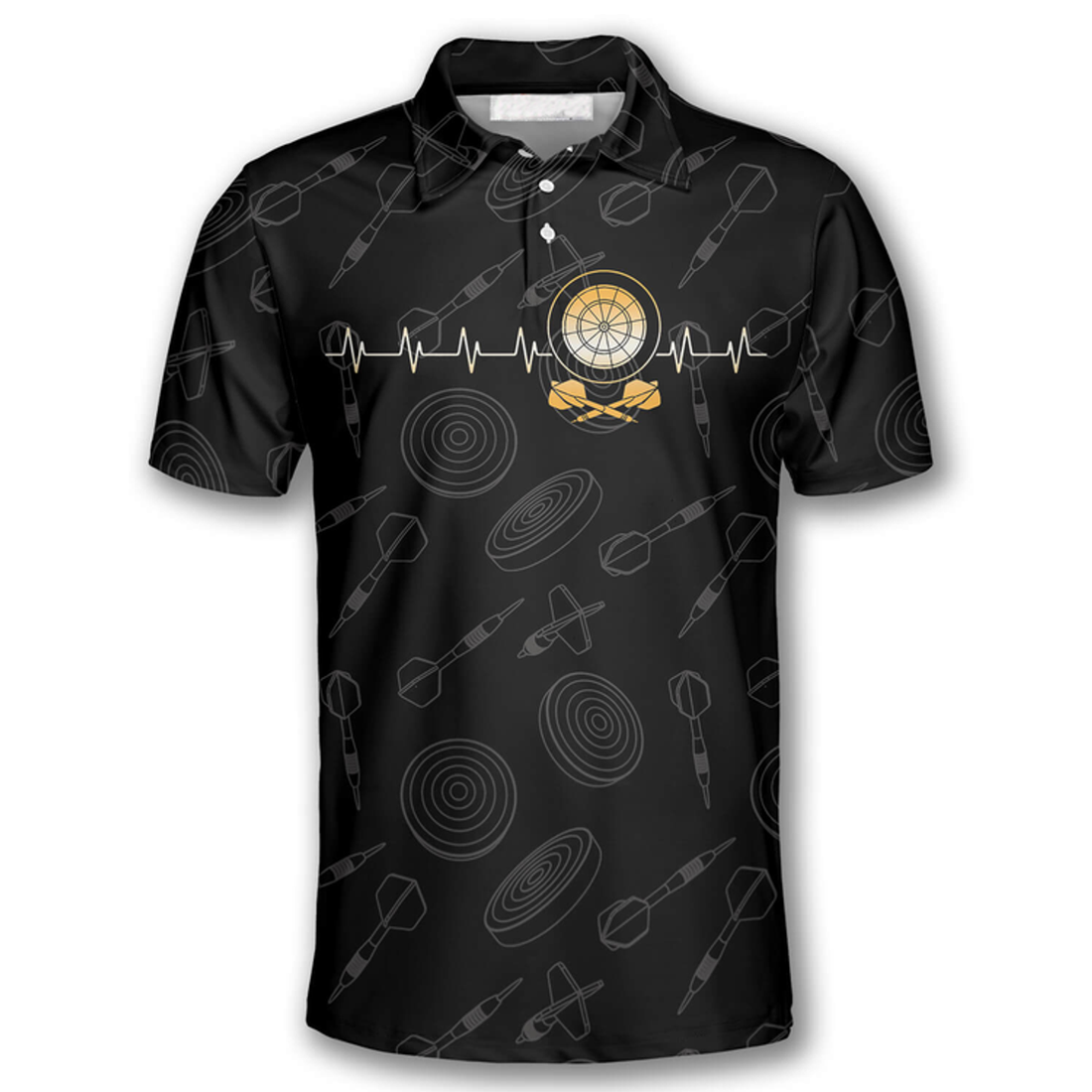 Darts Heart Beat and Board Arrow Darts Shirts for Men Darts Polo Shirt