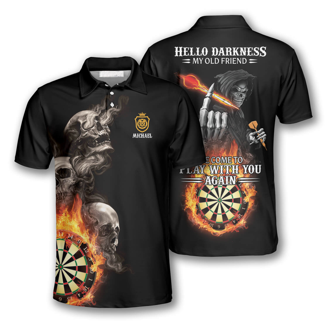 Custom Darts Hello Darkness My Old Friend Custom Darts Shirts For Men, Dart Fire Shirt