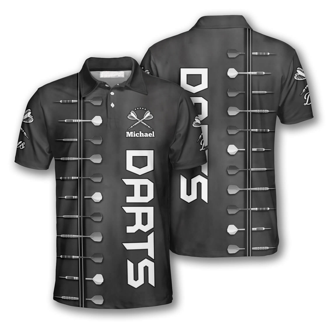 Custom Darts Personalized 3D Black Custom Darts Shirts For Men, Best Shirt For Dart Player