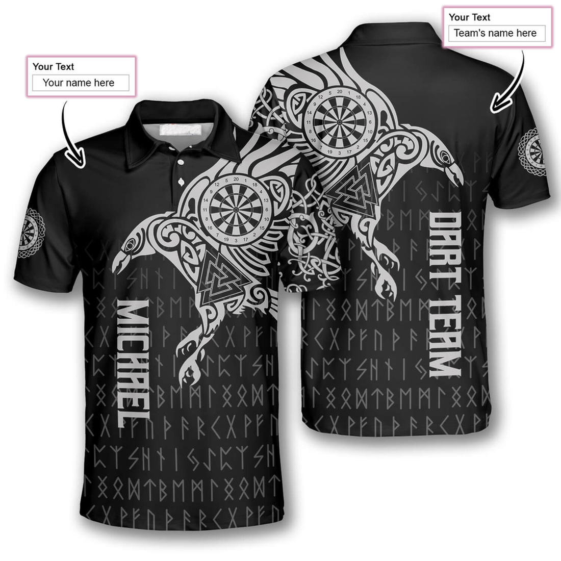 Custom Viking The Raven Of Odin Viking Tattoo Custom Darts Shirts For Men