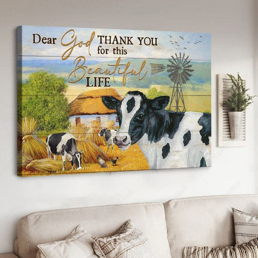 Dear God, Thank You For This Beautiful Life, Dairy Cow, Farmer Poster Poster and Canvas