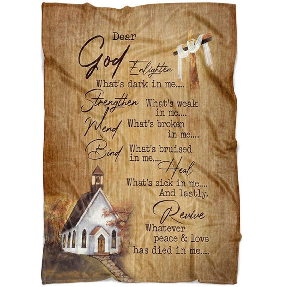 FUNSTUFFPRINT Dear God Enlighten What's Dark In Me Fleece Blanket - Christian Blanket - Bible Verse Blanket
