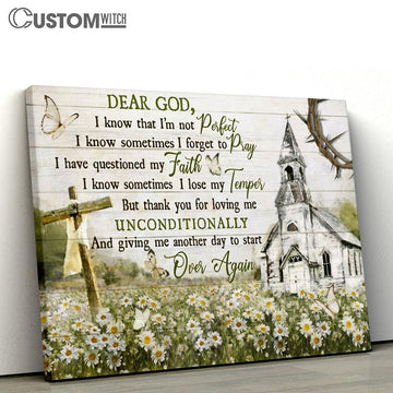 Dear God I Know That I'm Not Perfect Daisy Flower Large Canvas Art - Christian Wall Art Home Decor - Religious Canvas Prints