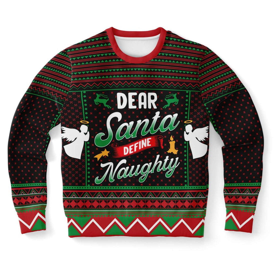 FUNSTUFFPRINT Dear Santa Define Naughty Ugly Christmas Sweater, Christmas Sweater, Ugly Sweater, Funny Xmas Sweaters Ugly Sweater