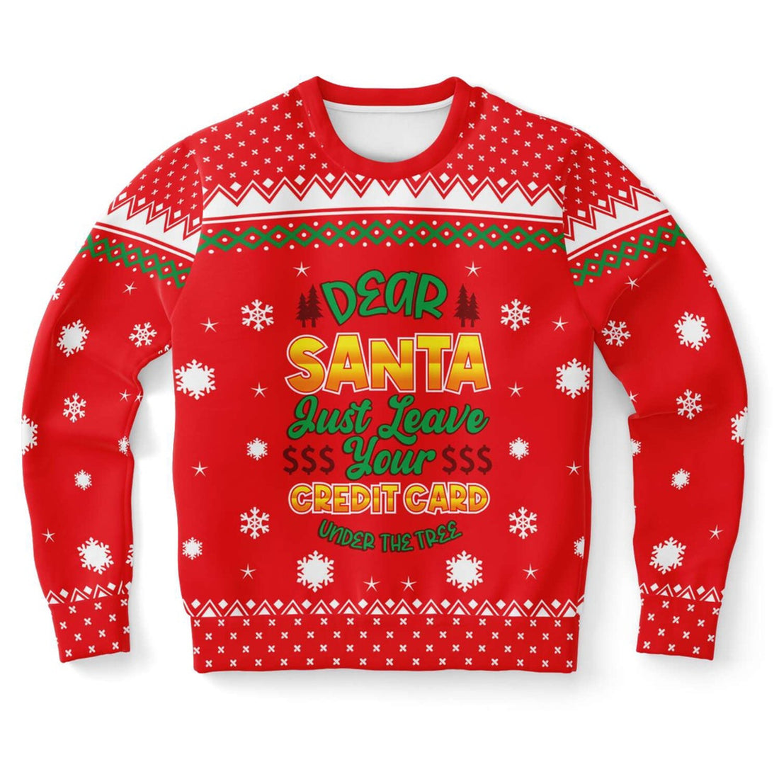 FUNSTUFFPRINT Dear Santa Just Leave Your Credit Card Under The Tree Ugly Christmas Sweater, Christmas Sweater, Ugly Sweater, Funny Xmas Sweaters Ugly Sweater