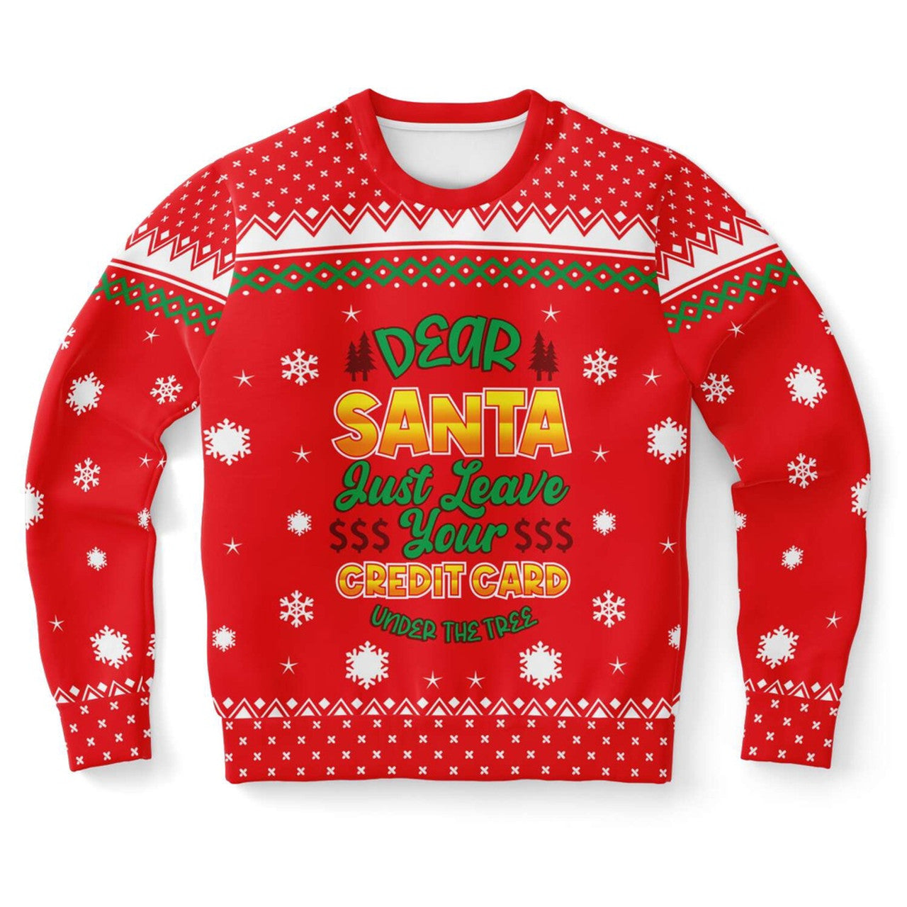 FUNSTUFFPRINT Dear Santa Just Leave Your Credit Card Under The Tree Ugly Christmas Sweater, Christmas Sweater, Ugly Sweater, Funny Xmas Sweaters Ugly Sweater
