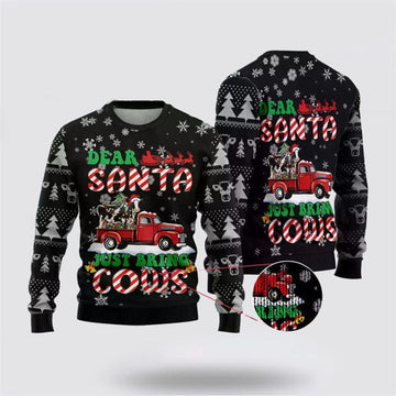 FUNSTUFFPRINT Dear Santa Ugly Christmas Sweater, Farm Sweater, Christmas Gift, Best Winter Outfit Christmas Ugly Sweater