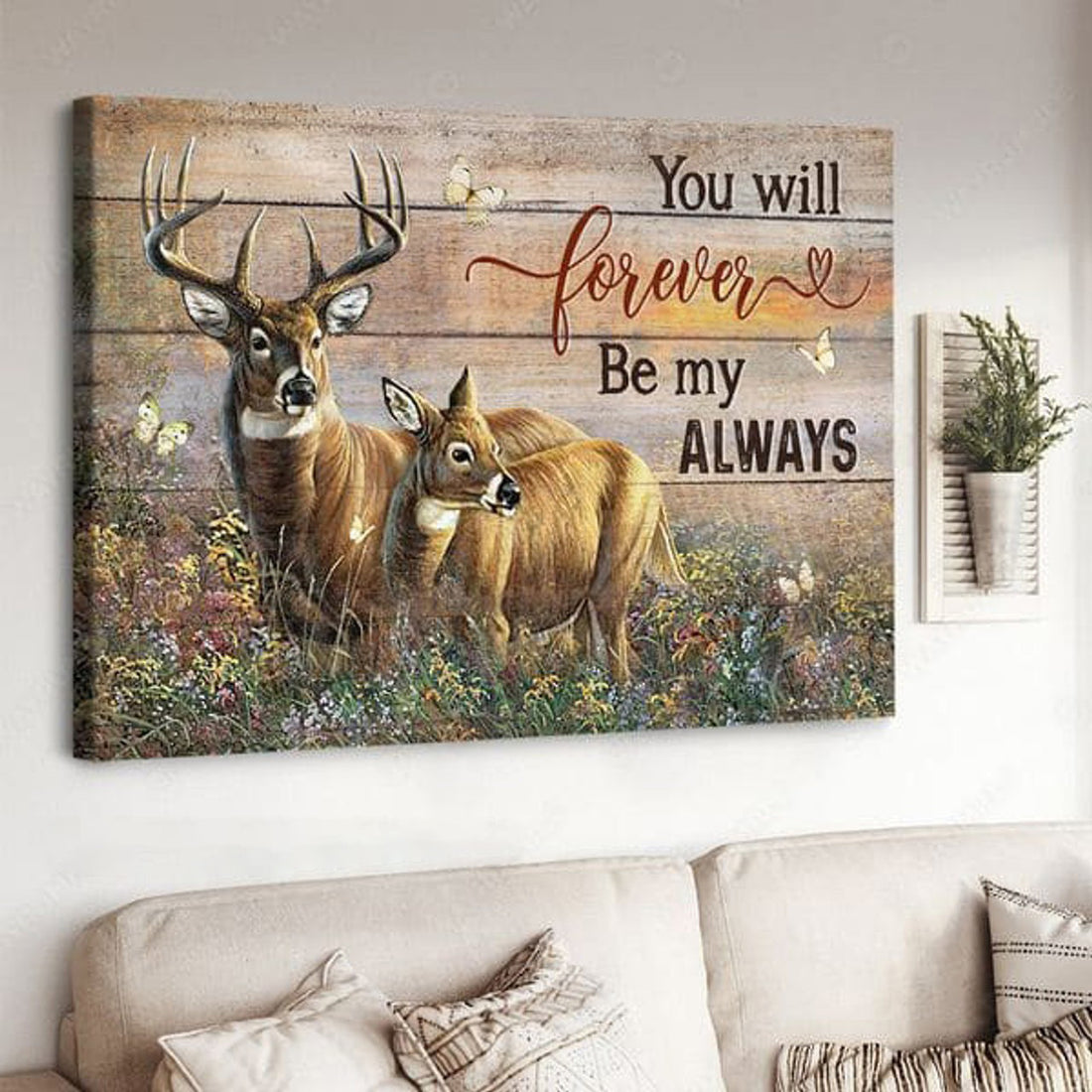 Deer Couple, You Will Forever Be My Always Gift For Lover Poster and Canvas