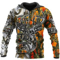 FUNSTUFFPRINT Deer Hunting 3D All Over Hoodie Orange 3D Hoodie and Zip Hoodie