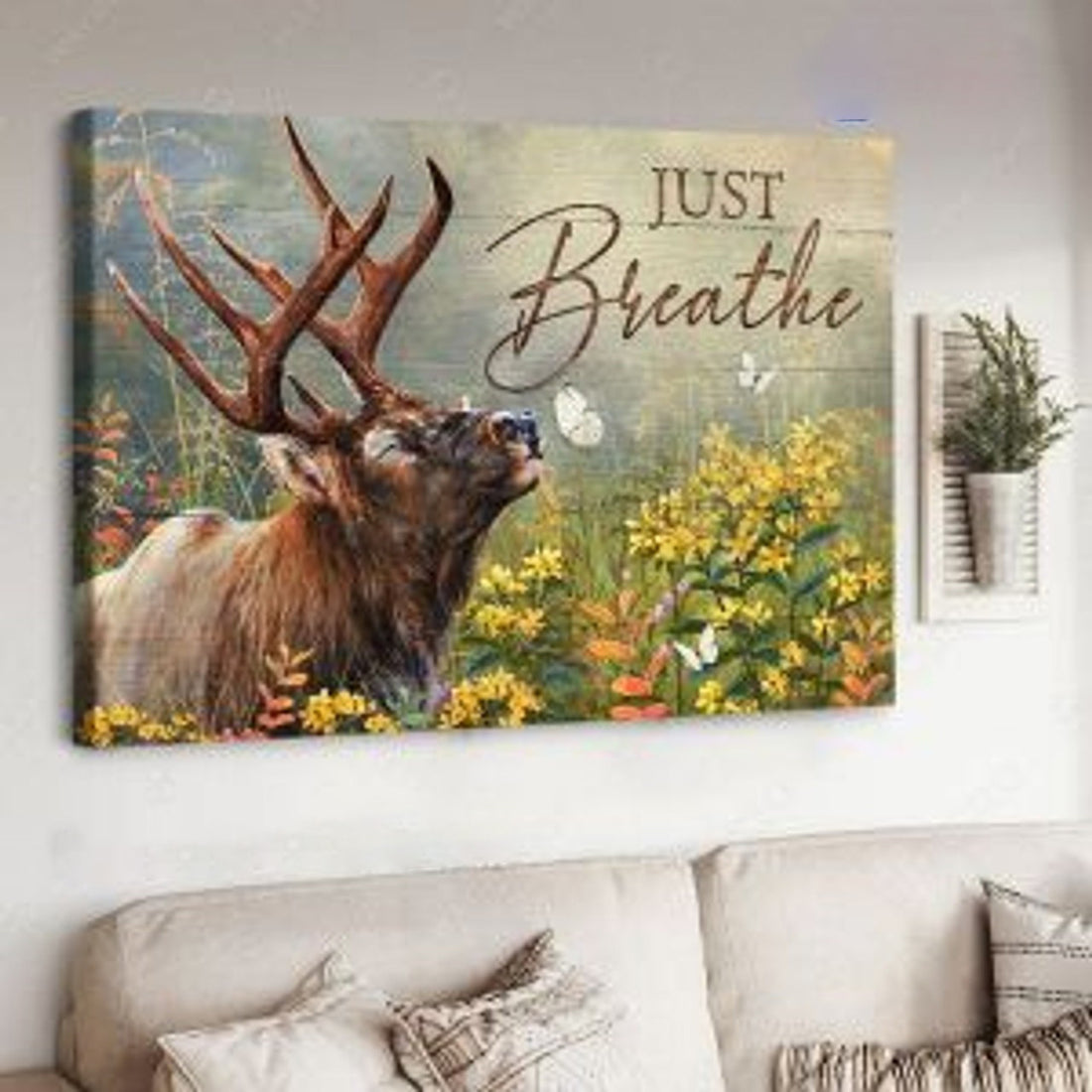 Deer Poster, Wall Decor, Just Breathe Poster and Canvas