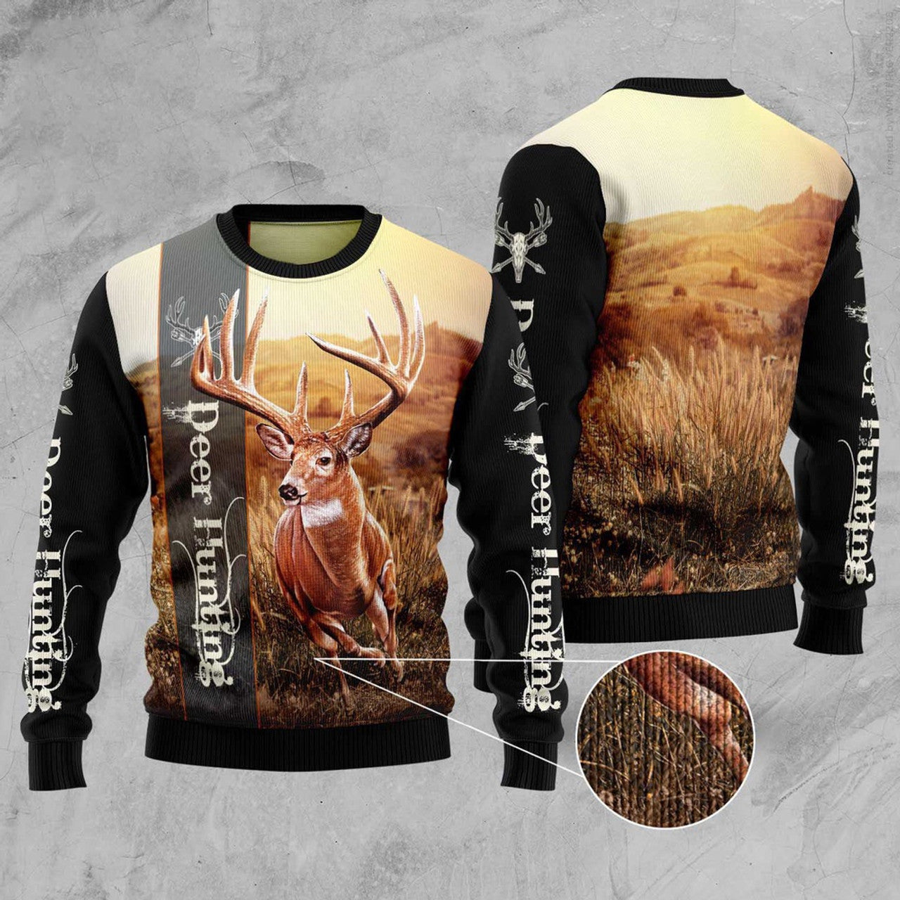 FUNSTUFFPRINT Deer Hunting Ugly Christmas Sweater, Christmas Sweater, Ugly Sweater, Funny Xmas Sweaters Ugly Sweater