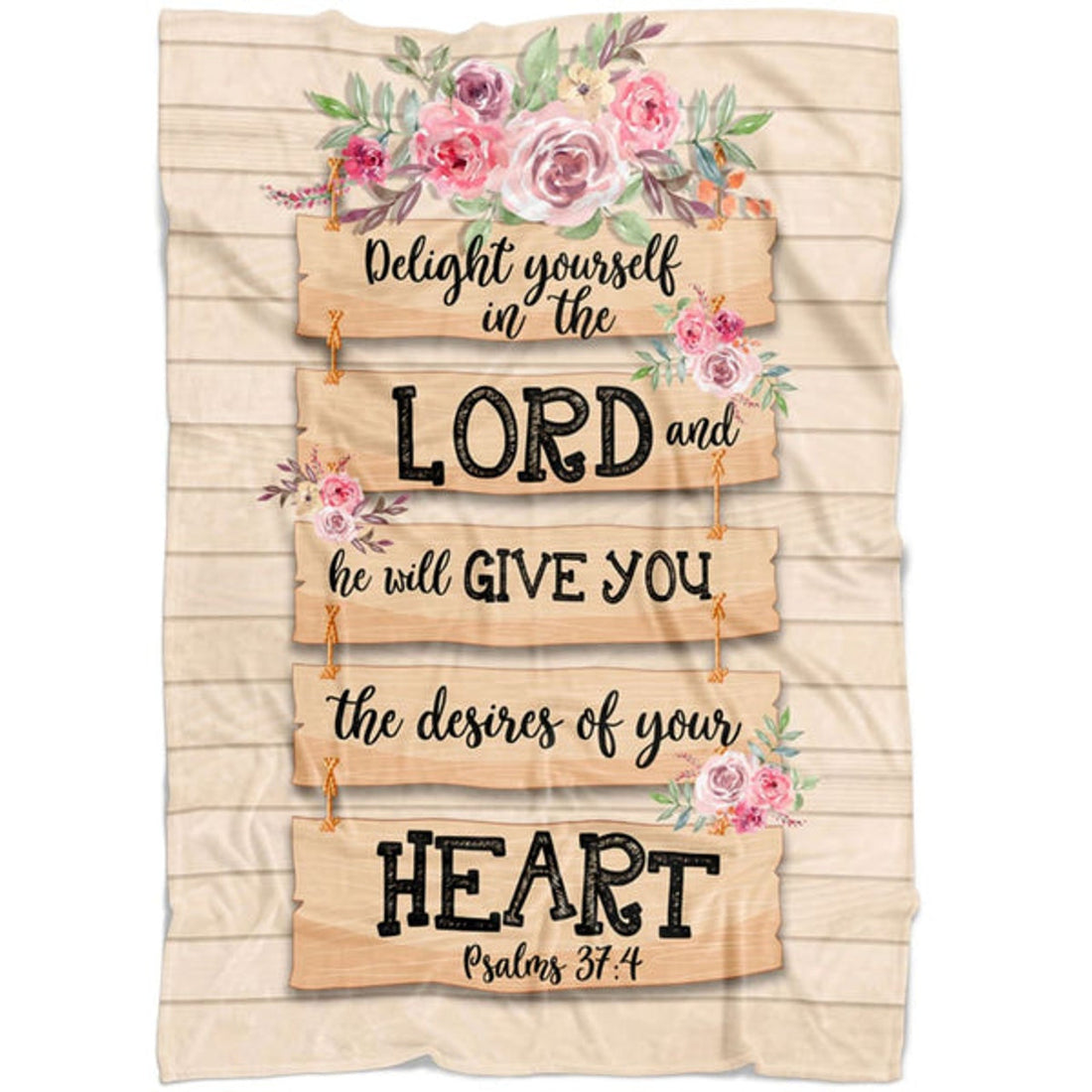 FUNSTUFFPRINT Delight Yourself In The Lord 2 Psalm 374 Fleece Blanket - Christian Blanket - Bible Verse Blanket