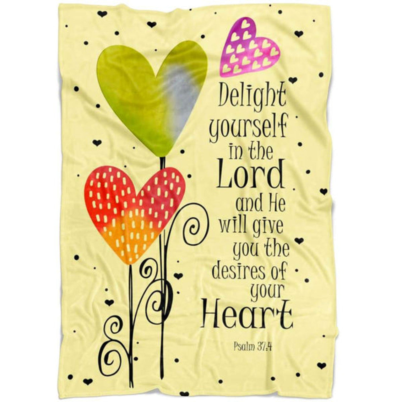 FUNSTUFFPRINT Delight Yourself In The Lord Psalm 374 Fleece Blanket - Christian Blanket - Bible Verse Blanket