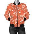 FUNSTUFFPRINT Diamond Orange Print Pattern Women Casual 3D Bomber Jacket