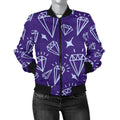 FUNSTUFFPRINT Diamond Purple Print Pattern Women Casual 3D Bomber Jacket