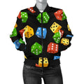 FUNSTUFFPRINT Dice Colorful Pattern Print Women Casual 3D Bomber Jacket