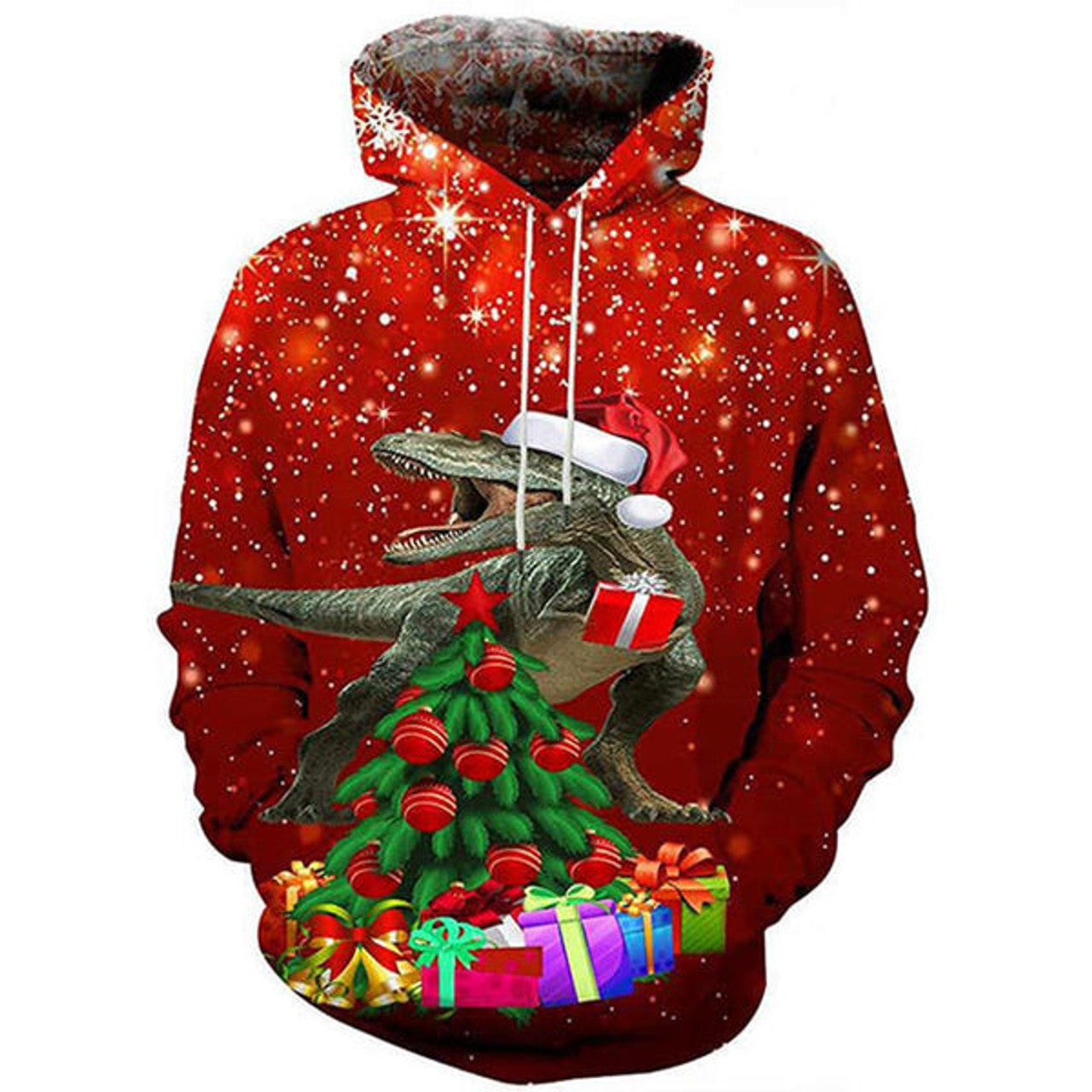 FUNSTUFFPRINT 3D Dinosaur Christmas Gifts All Over 3D Hoodie and Zip Hoodie